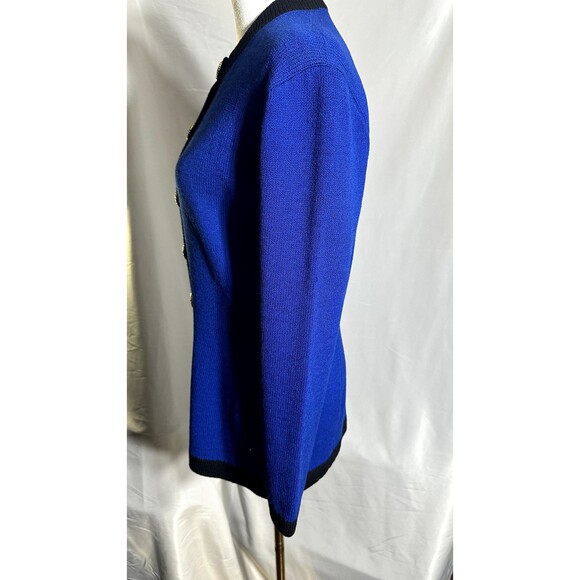St John Knit Custom Navy Cardigan with Blue Gold Buttons - Picture 4 of 4
